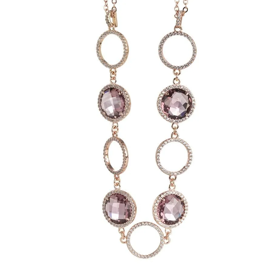 Collana doppio filo con cristalli ametista e zirconi