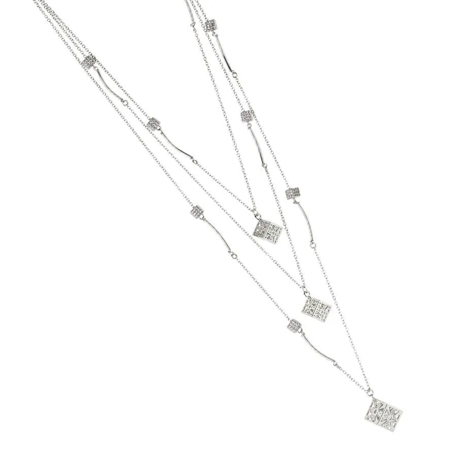 Collana multifilo con passanti e cubetti di zirconi