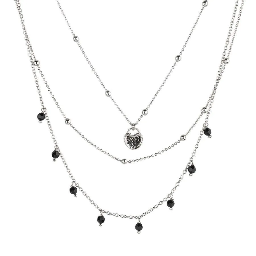 Collana multifilo con cristalli jet e charm in zirconi