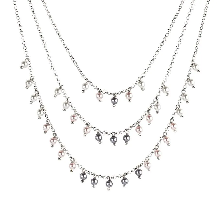 Collana multifilo con perle Swarovski