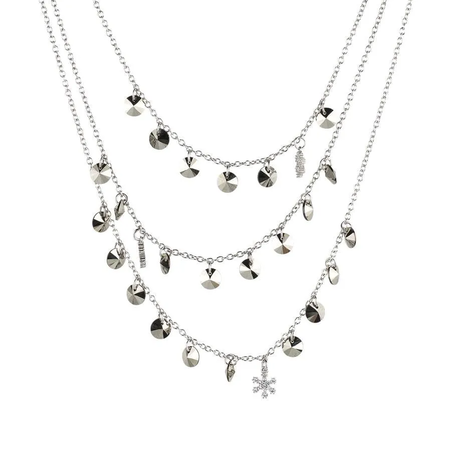 Collana multifilo con fiocchi di neve in zirconi e Swarovski