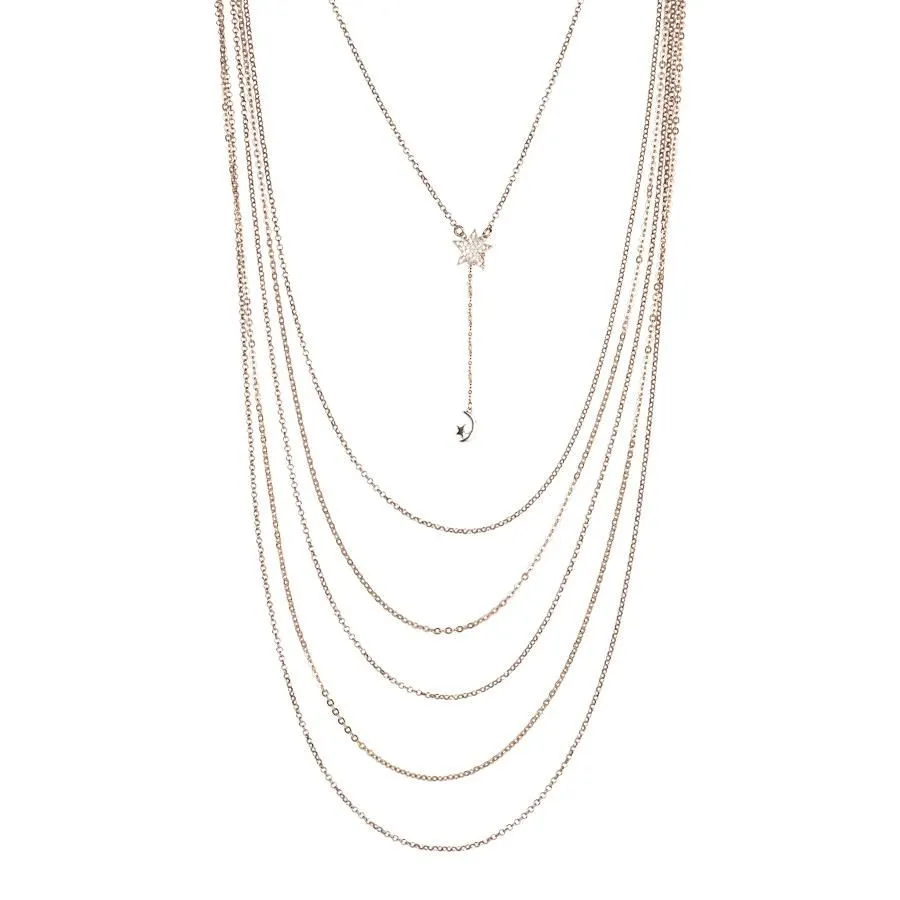 Collana multifilo degradè con pendenti in zirconi