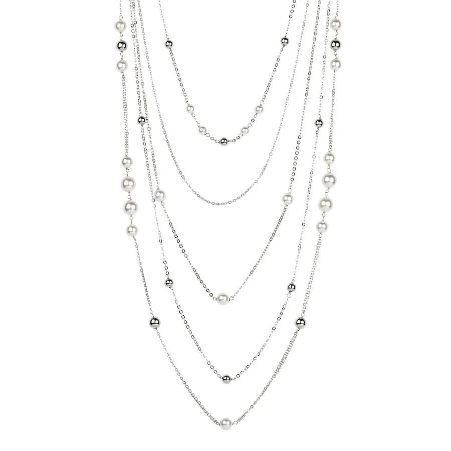 Collana multifilo degradè con perle Swarovski