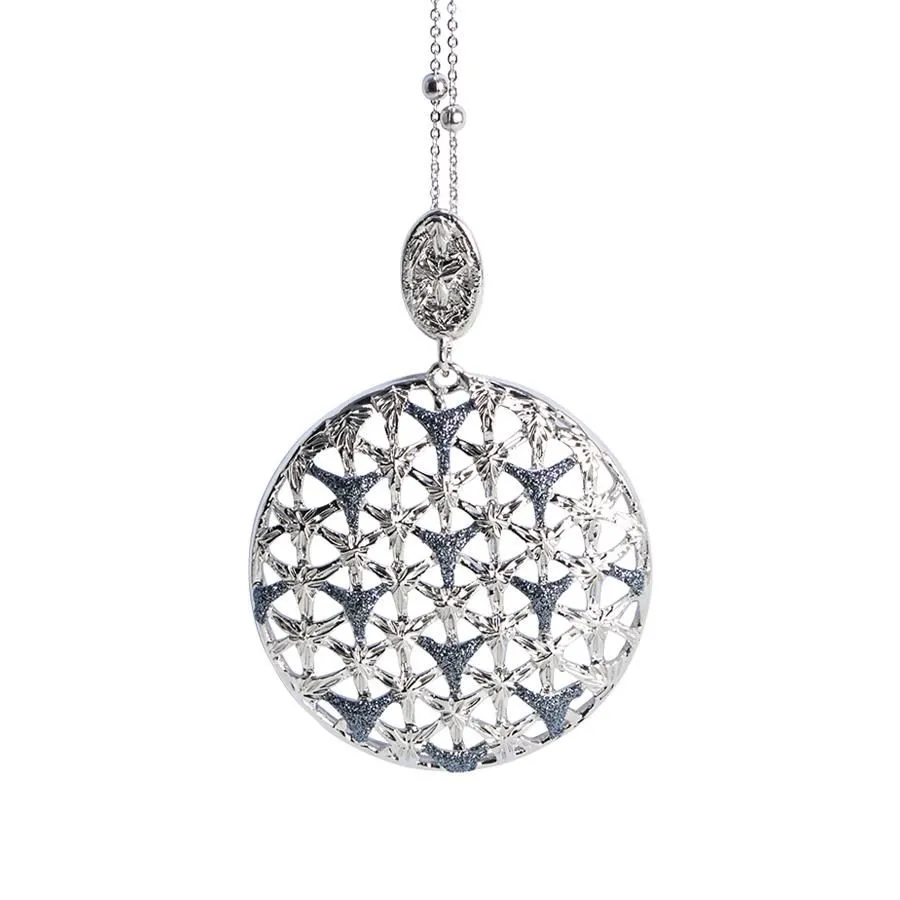 Collana con pendente circolare  e glitter black