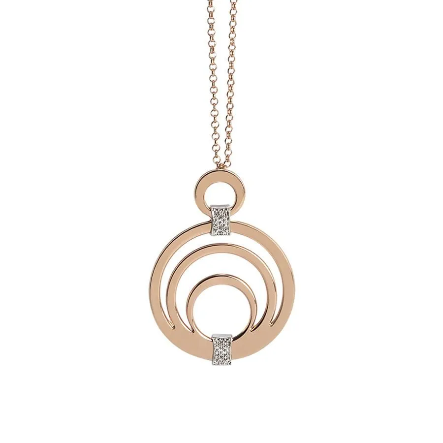 Collana rosata con pendente circolare e zirconi