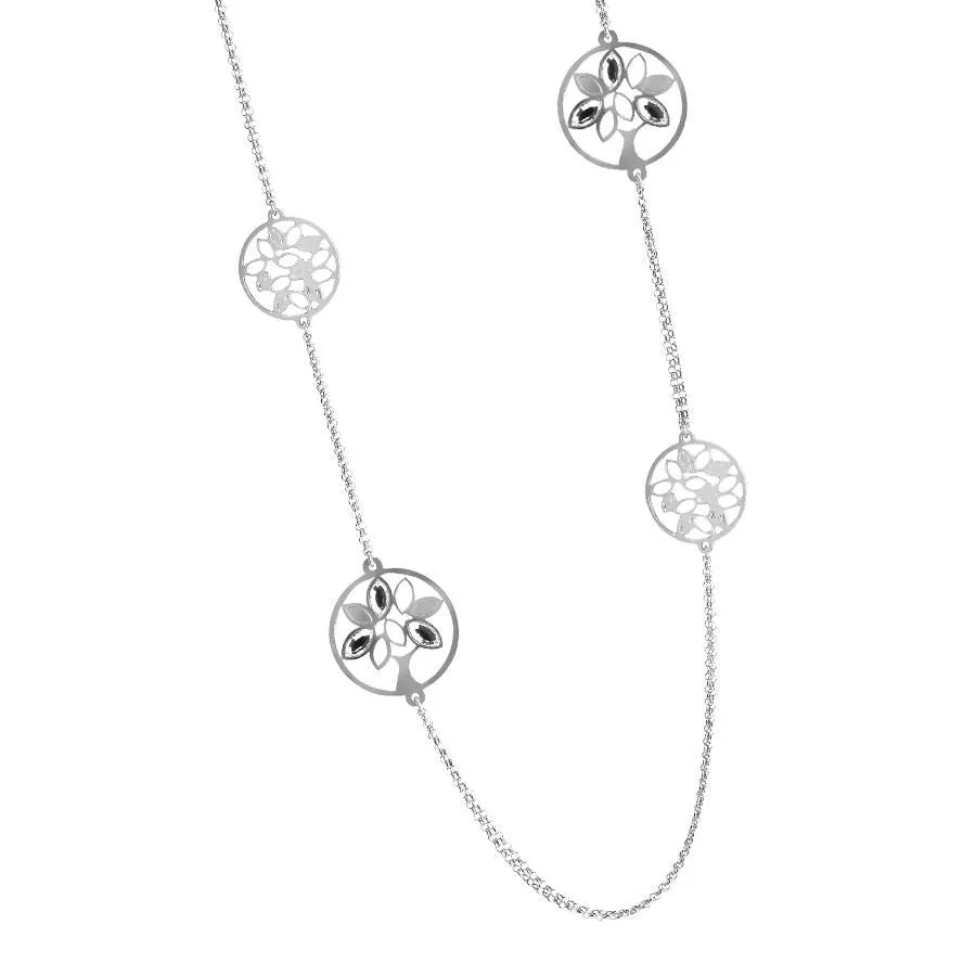 Collana lunga con albero della vita e Swarovski
