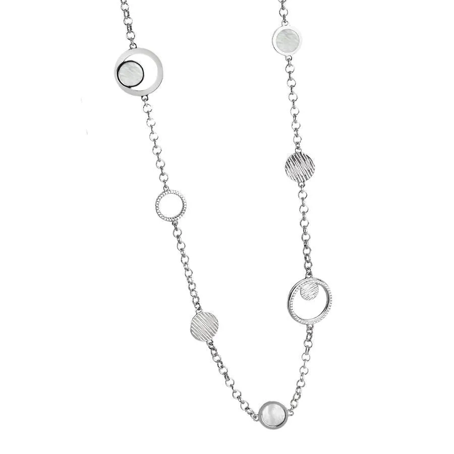 Collana lunga con orbite di zirconi e centrale in madreperla