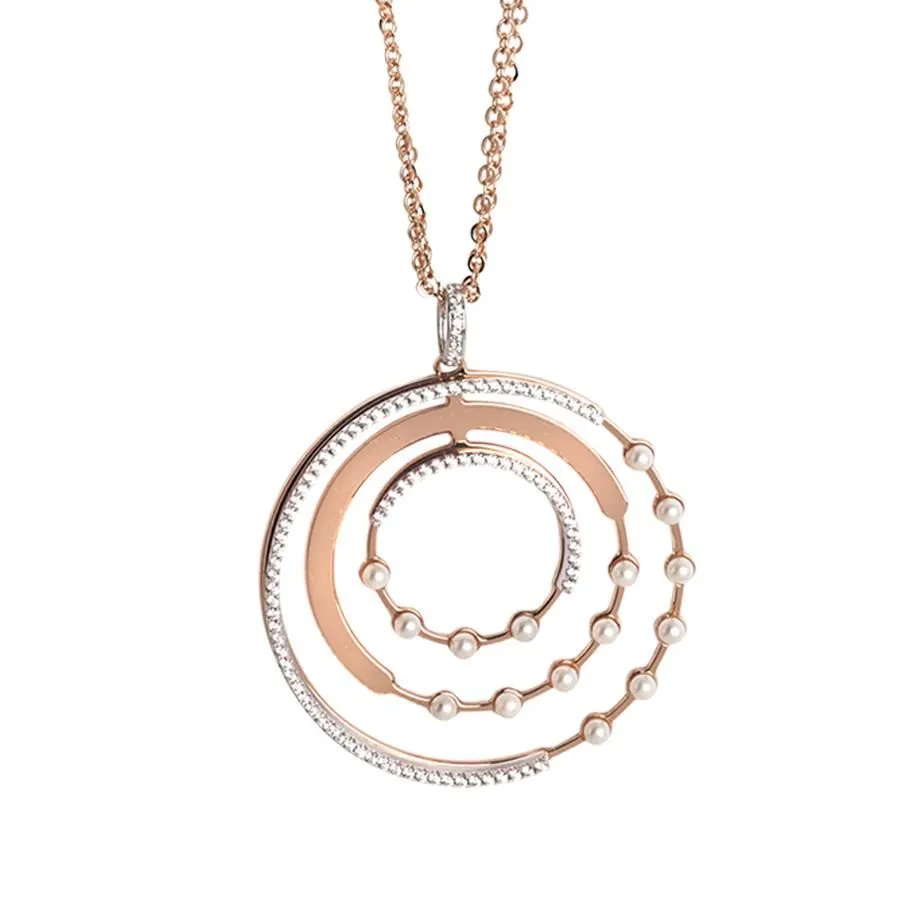 Collana rosata doppio filo con orbite di zirconi e Swarovski