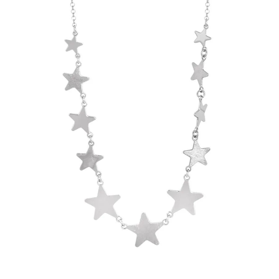 Collana corta rodiata con stelle degradè