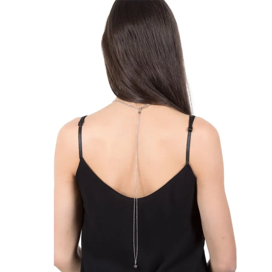 Collana scapolare rodiata con ciuffetto di stelle pendenti