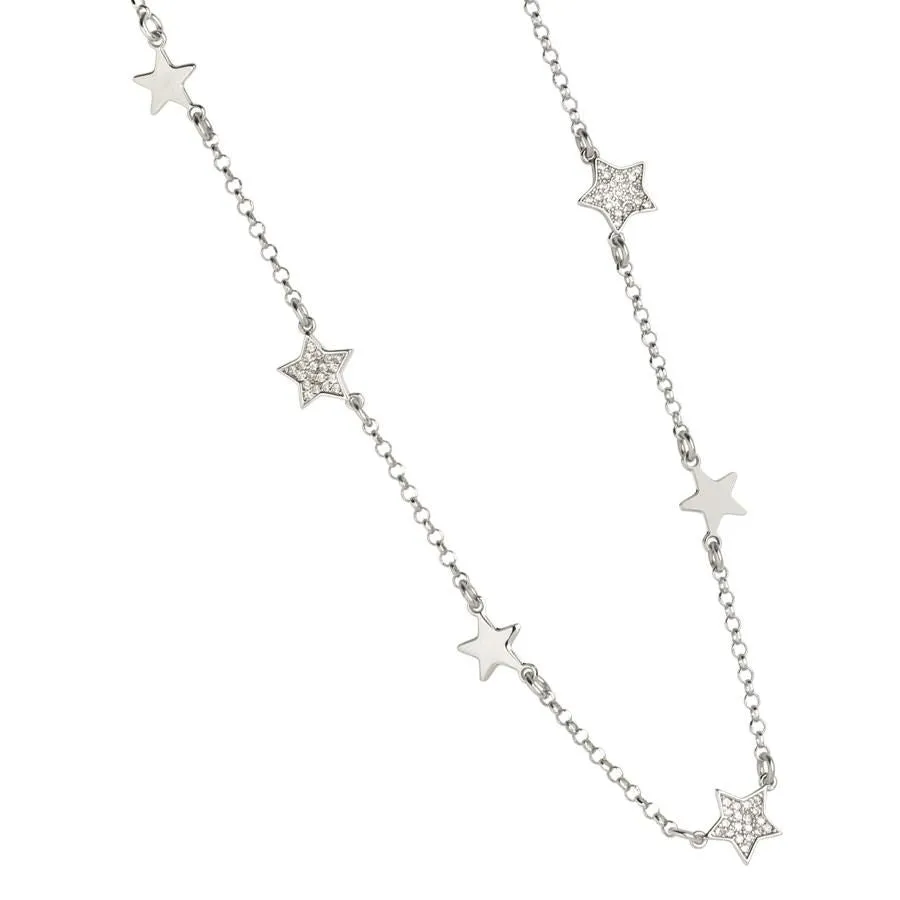 Collana con stelline passanti lisce e zirconate