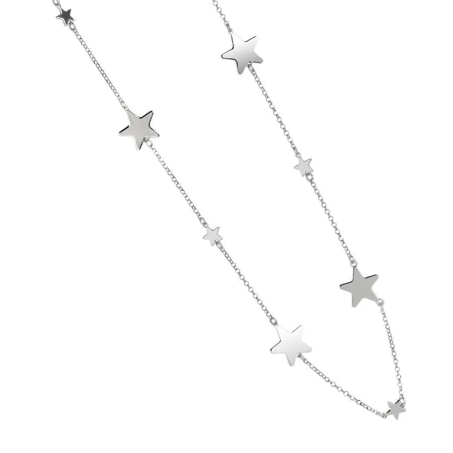 Collana lunga con stelle lucide alternate a stelle passanti
