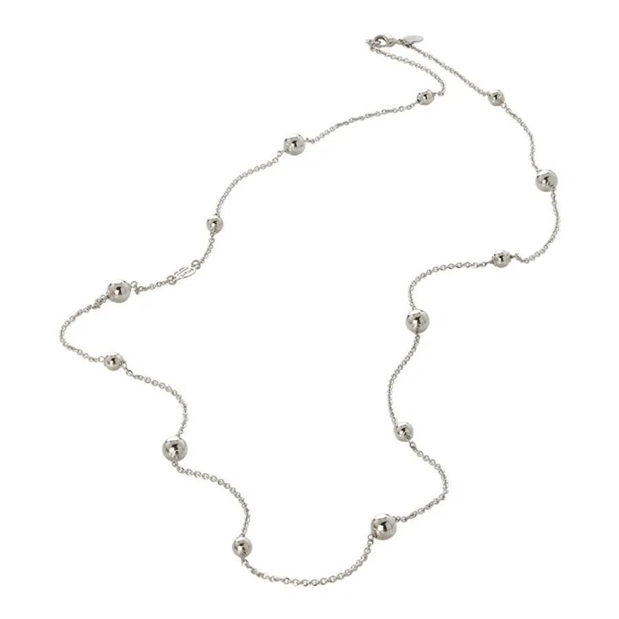Collana lunga con sfere rodiate