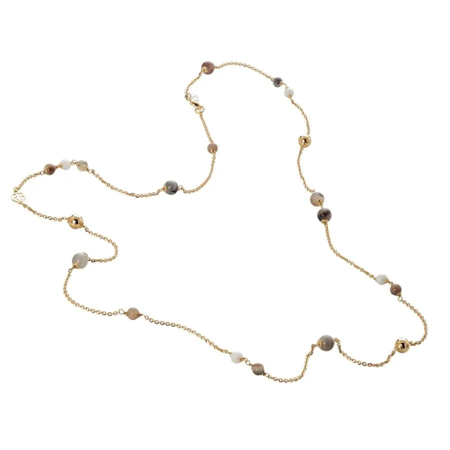 Collana dorata con agata white e brown