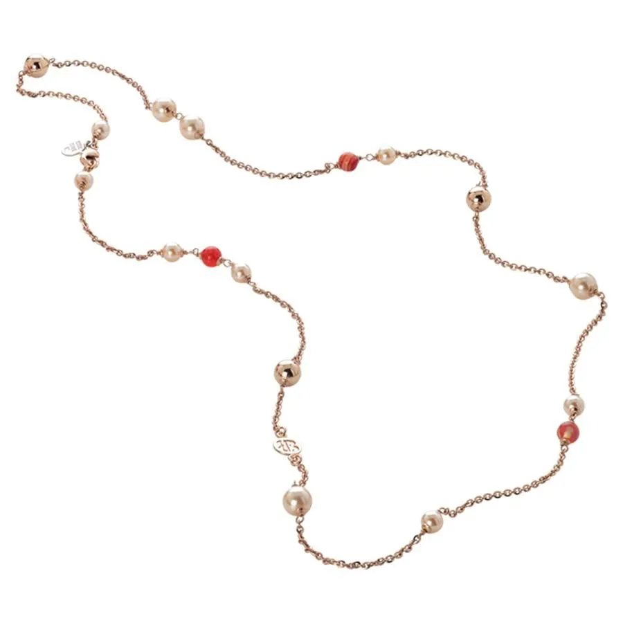 Collana con perle Swarovski peach e agata orange