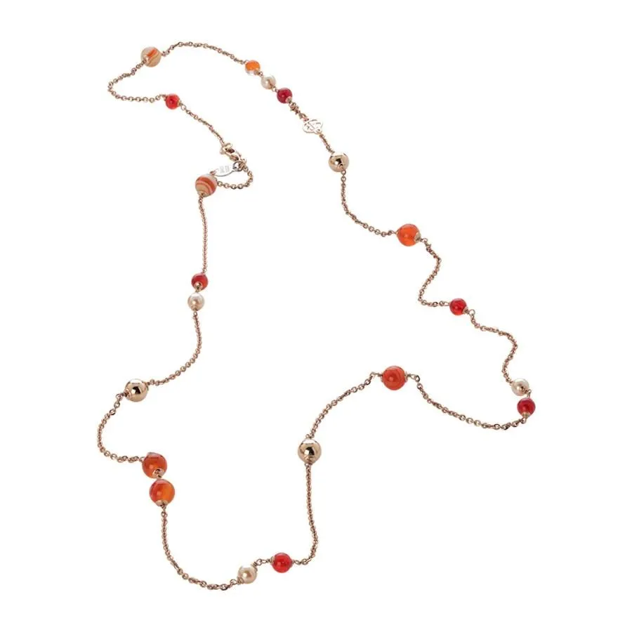Collana rosata con perle Swarovski peach e agata orange