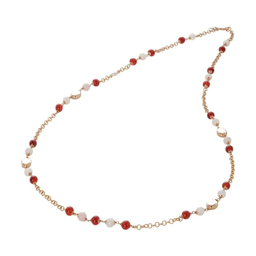 Collana rosata con quarzo rosa e corniola