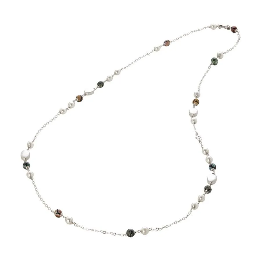Collana con perle Swarovski white e agata mix matt