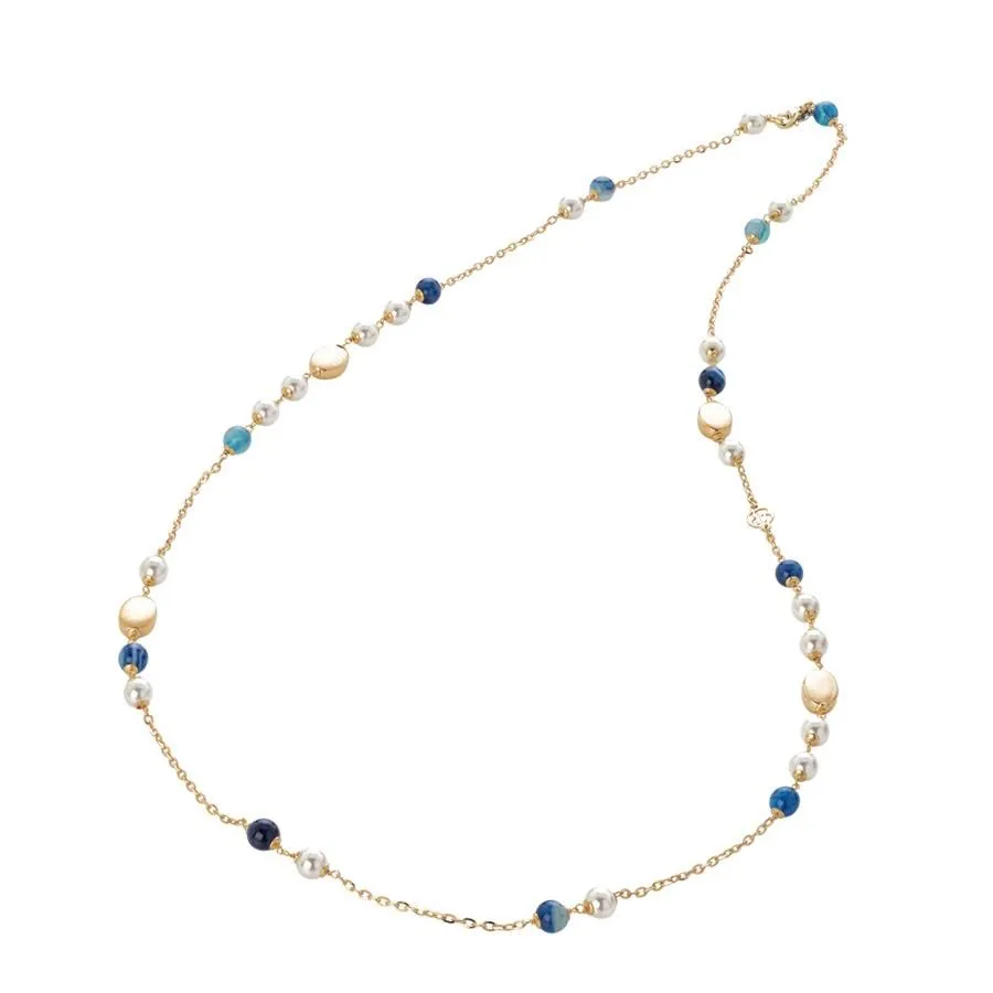 Collana con perle Swarovski white e  agata mix blue