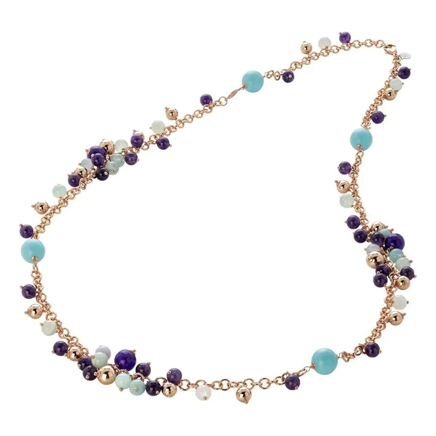 Collana con turchese, ametista e agata celeste