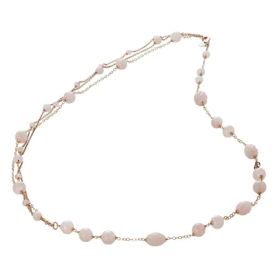 Collana con quarzo rosa e quarzo rosa torchon