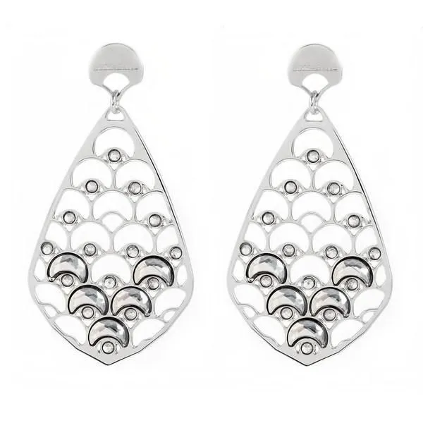 Orecchini a goccia con decorazione a squame e cristalli