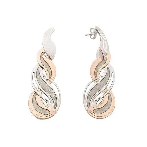 Orecchini bicolor pendenti con nodo d'amore