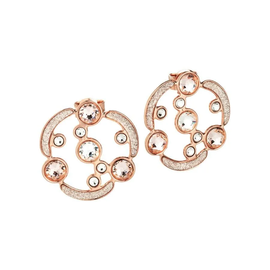 Orecchini a lobo rosati con glitter e Swarovski