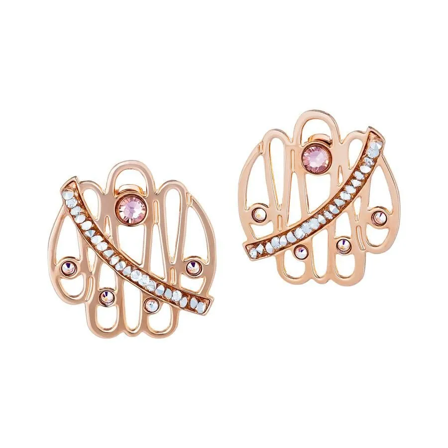 Orecchini a lobo rosati con crystal rock