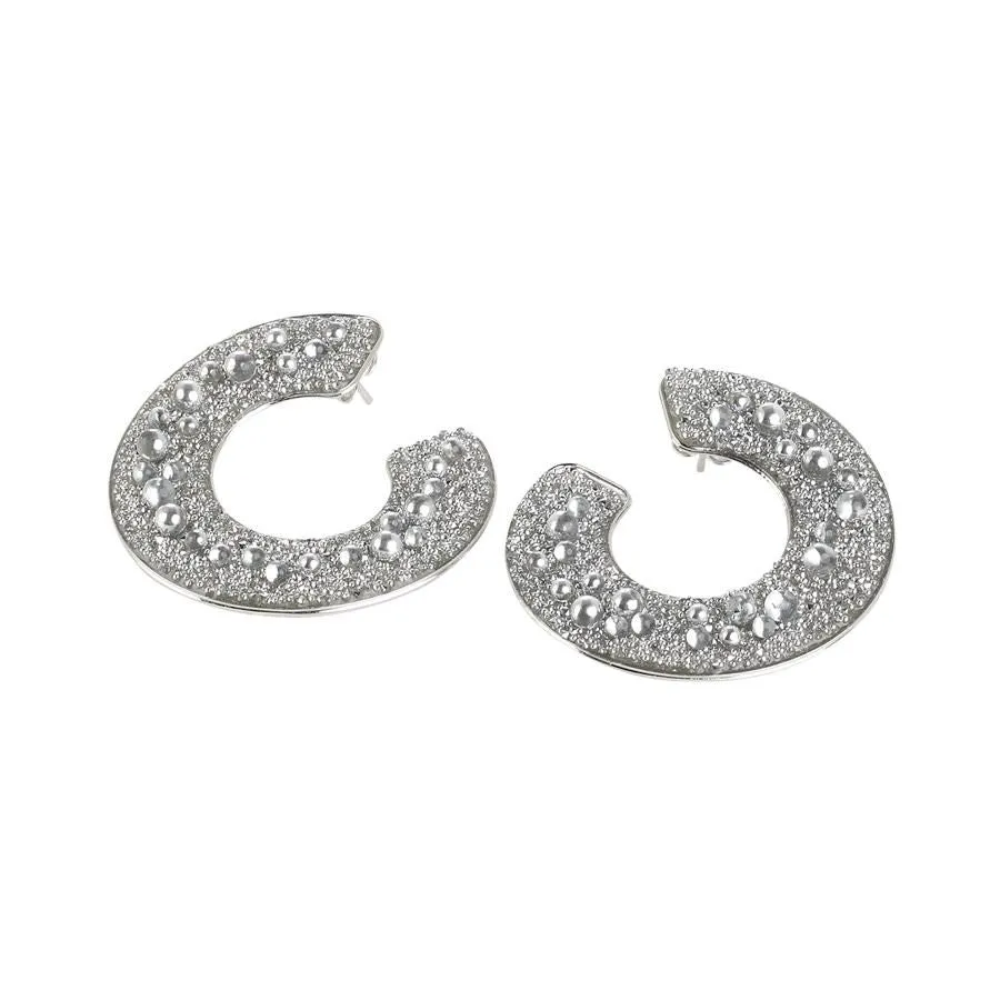 Orecchini a spirale con superficie Swarovski galuchat silver