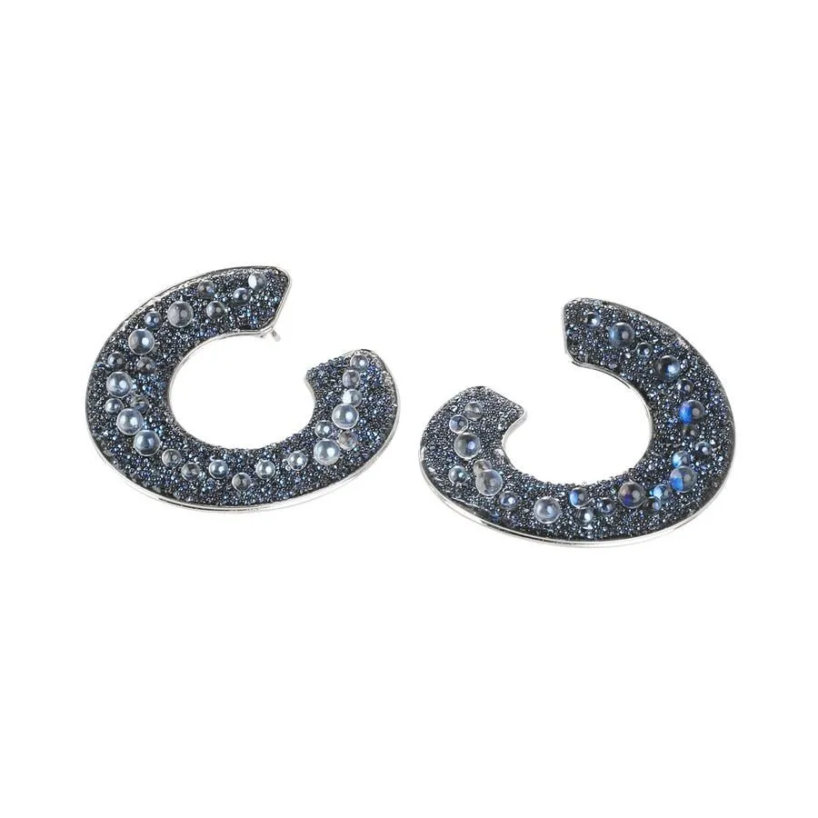 Orecchini a spirale con superficie Swarovski galuchat moonlight