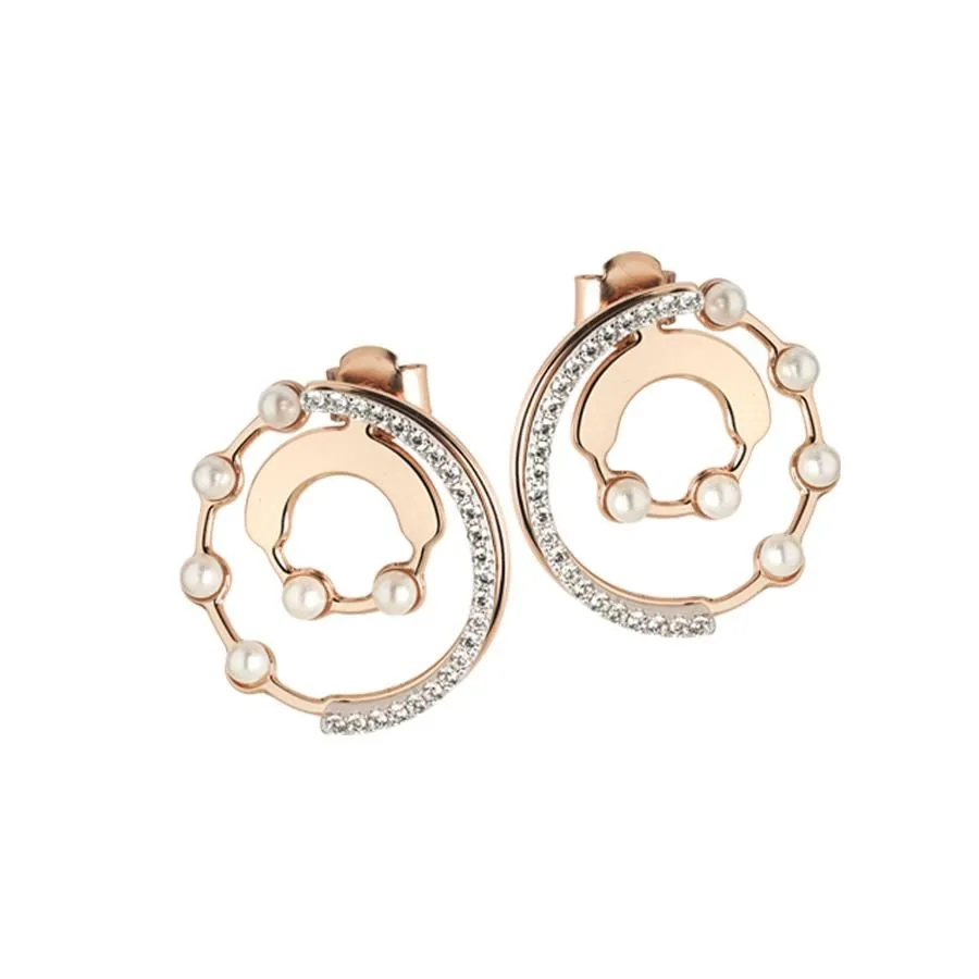 Orecchini a lobo rosati multicentrici con Swarovski e zirconi