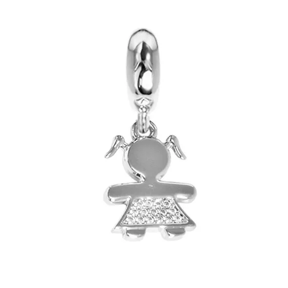 Charm con bimba di zirconi