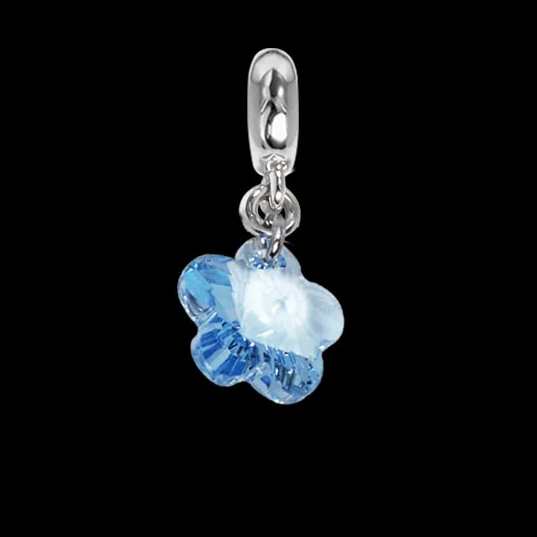 Charm con cristallo Swarovski acqua marina