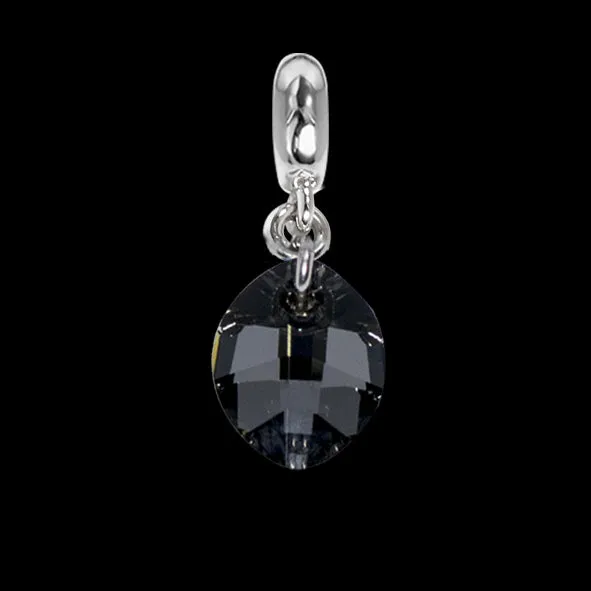 Charm con cristallo Swarovski a goccia silver night