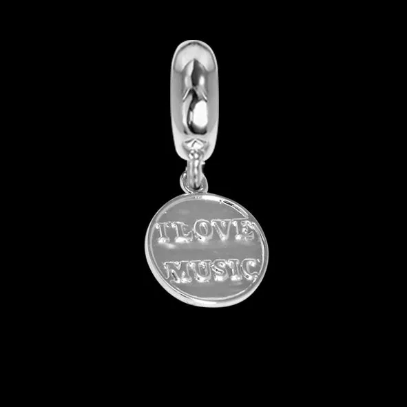 Charm con medaglietta "I love music"