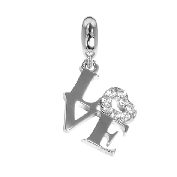 Charm con scritta !Love" e zirconi