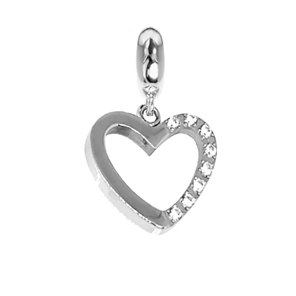 Charm a forma di cuore con profilo in zirconi