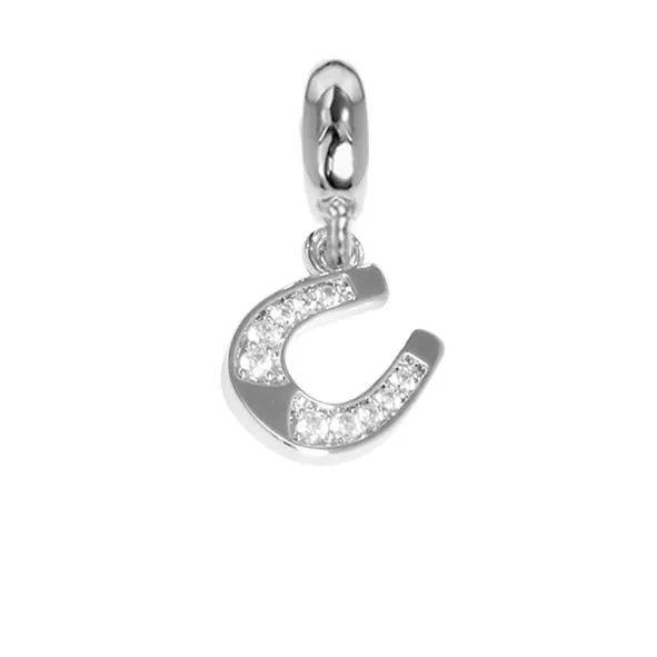 Charm a forma di ferro di cavallo e zirconi