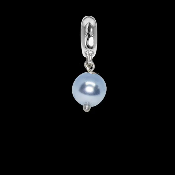 Charm con perla Swarovski light blue