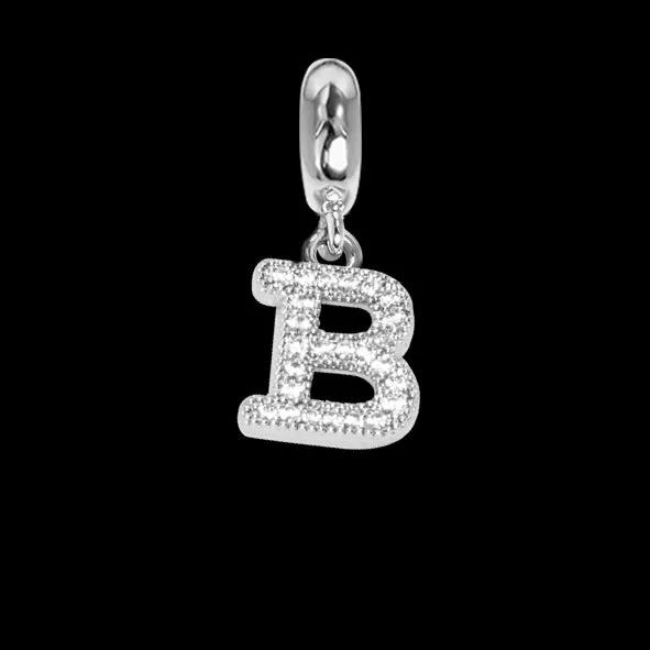 Charm con lettera B in zirconi