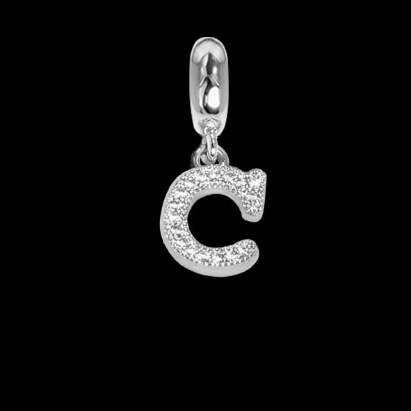 Charm con lettera C in zirconi