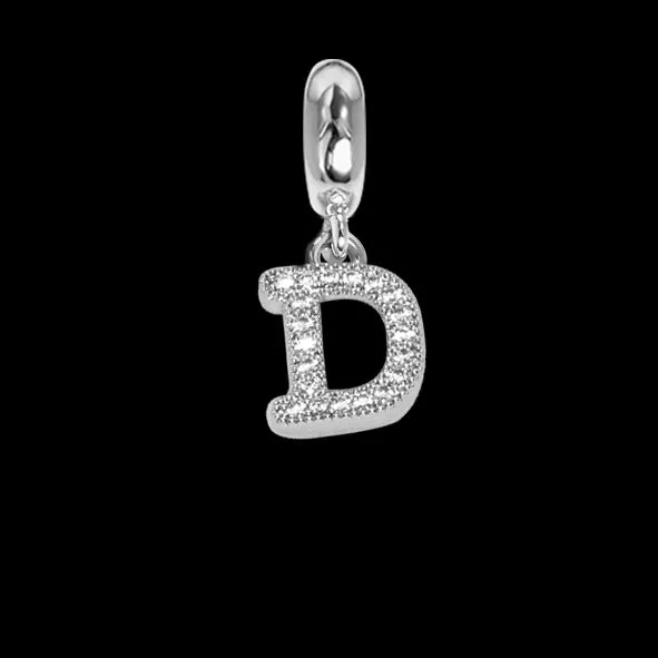 Charm con lettera D in zirconi