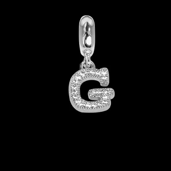Charm con lettera G in zirconi