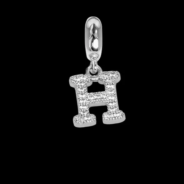 Charm con lettera H in zirconi