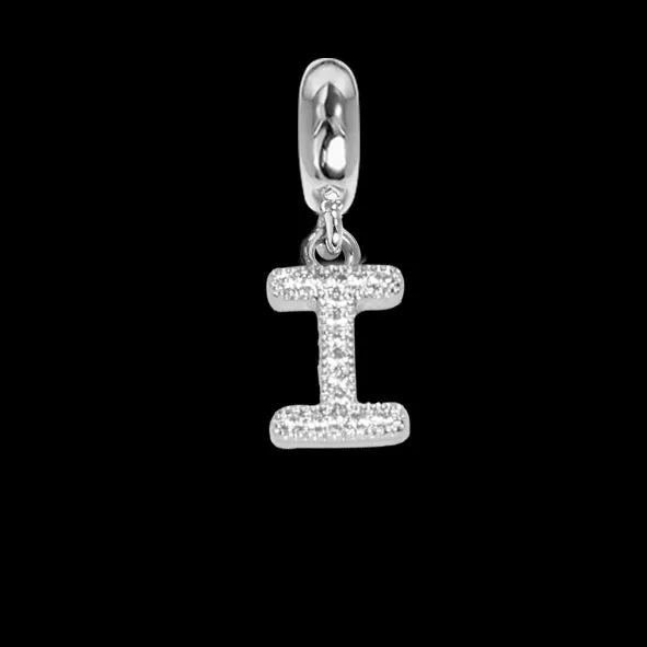 Charm con lettera I in zirconi