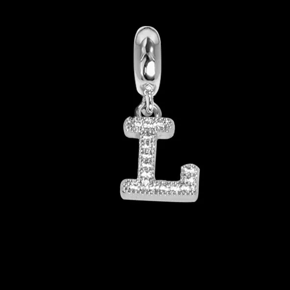 Charm con lettera L in zirconi