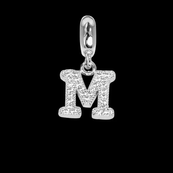 Charm con lettera M in zirconi