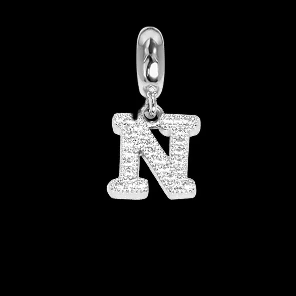 Charm con lettera N in zirconi