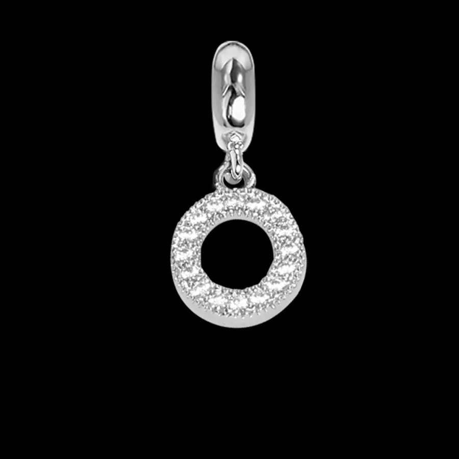 Charm con lettera O in zirconi